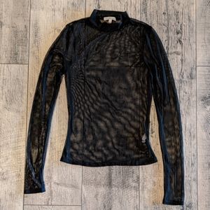 BOGO Free! Black Mesh Mockneck Top